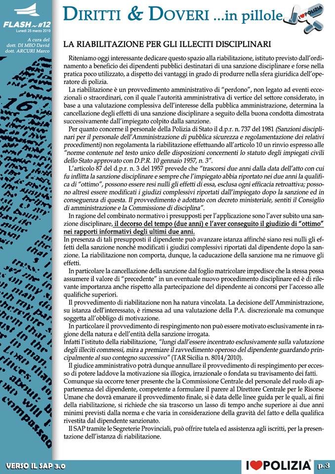 LA RIABILITAZIONE PER GLI ILLECITI DISCIPLINARI
