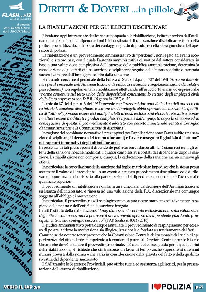 LA RIABILITAZIONE PER GLI ILLECITI DISCIPLINARI