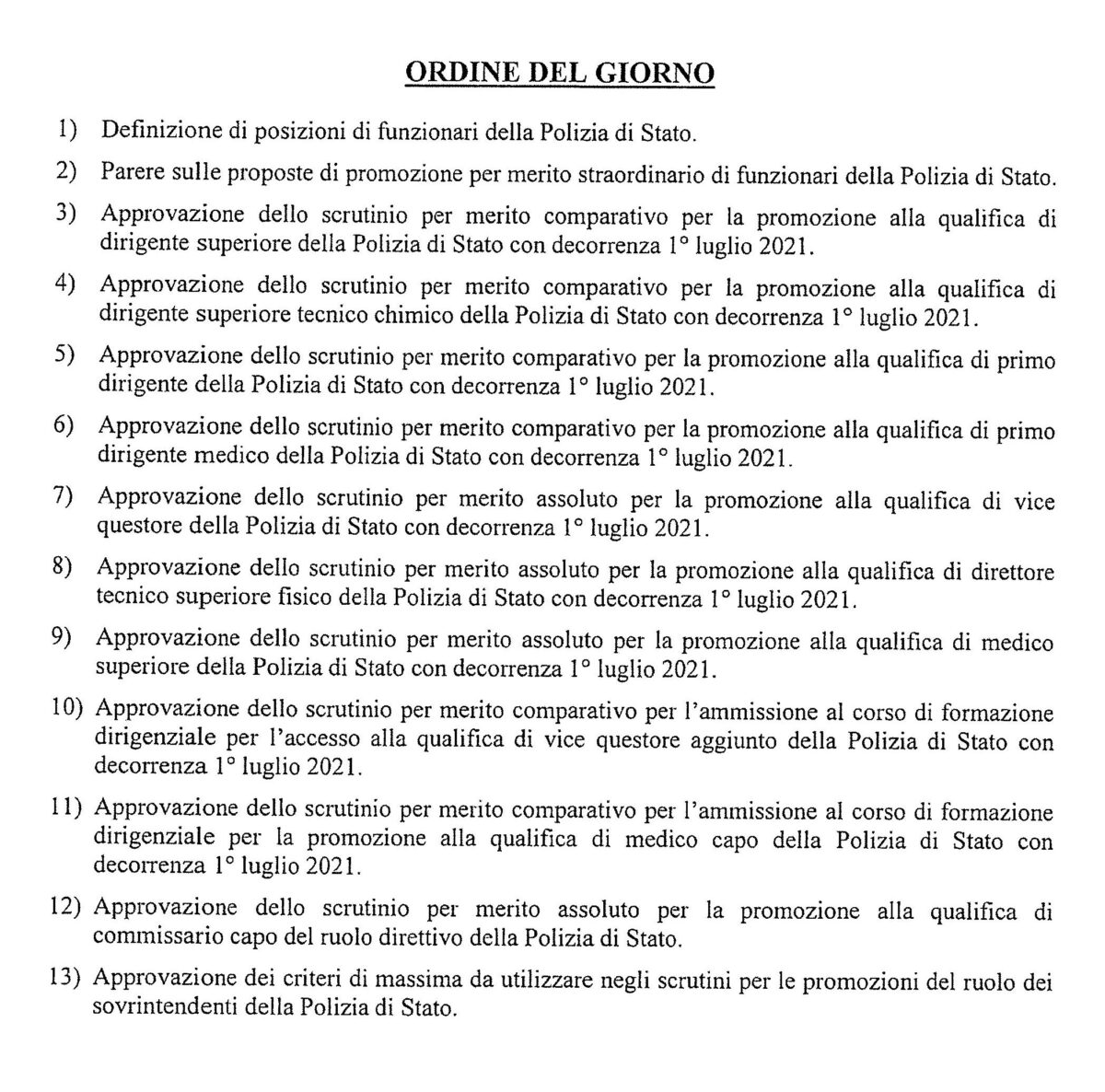 CONSIGLIO DI AMMINISTRAZIONE PER GLI AFFARI DEL PERSONALE DELLA POLIZIA DI  STATO – SEDUTA DEL 03 NOVEMBRE 2021 - Sindacato Autonomo di Polizia